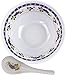 Asian Soup Spoons Bowls - Melamine White Chinese Spoon Pho Rice Miso Bowl 6 Set (GrapeVine, 6-inch Diameter)