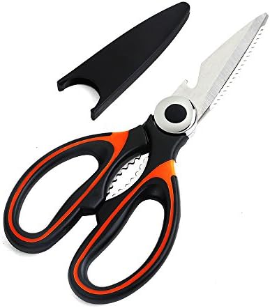 QHYK Premium Kitchen Shears, Multifunctional Stainless Steel Kitchen Scissors Heavy Duty, Ergonomic Handles for Cutting Poultry, Seafood, Vegetables, Fish, Meat and BBQ