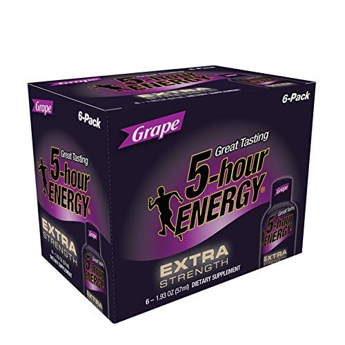 5 HOUR ENERGY DRINK SHOT, EXTRA STRENGTH GRAPE, 1.93 FL OZ (PACK OF 6)