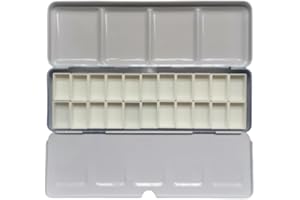 CUSON Empty Tin Palette Paint Case with 22pcs Full Pans with White Plastic Empty Watercolor Pans Carrying Magnetic Stripes (Stars with 22pcs Full Pans)