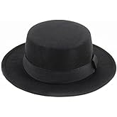Black Classic Fedora Hat Wide Brim Pork Pie Hat Flat Top Boater Trilby Hats Cap for Women Men