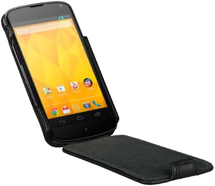 Jkase Premium Quality Lg Google Nexus 4 E960 Custom Fit Hand-Made Leather Case - Black - Retail Packaging