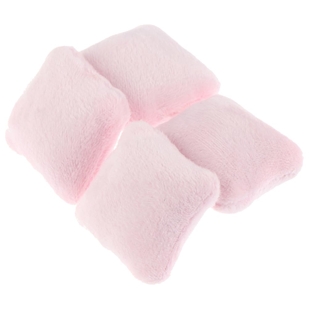 Photo 1 of Vaguelly 4pcs Dollhouse Pillow Accessories Miniature Throw Pillows, Armchair, Bedding Set in Pink Flannel