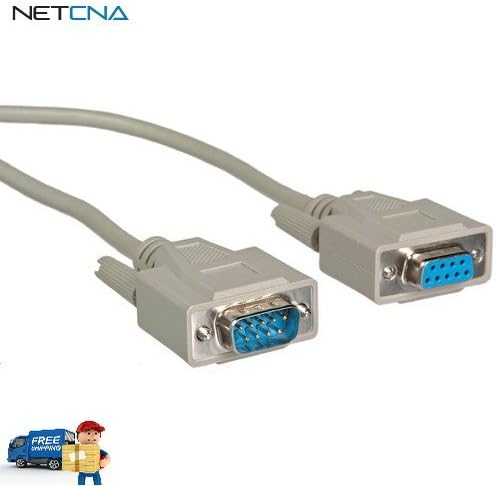 DB9P-DB9J-25 RS-232 (Serial) 9-Pin Male to 9-Pin Female Cable - 25' (7.6 m) and Free 6 Feet Netcna HDMI Cable - By NETCNA