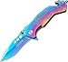 Tac-Force Folding Pocket Knife – Rainbow TiNite Coated Stainless Steel Blade and Handle with Etched Dragon, Rope Cutter, Glass Punch, Pocket Clip, Tactical, EDC, Rescue - TF-759RB