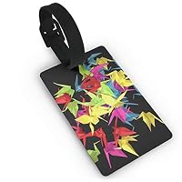 Diemeouk Luggage Tags for Suitcases Origami Cranes Black PVC Baggage Cards for Cruise Ships