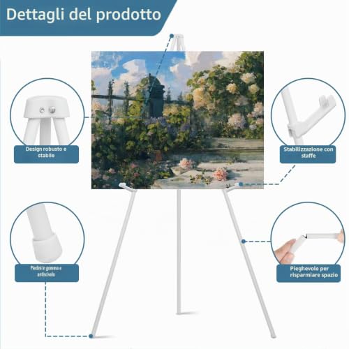 Painting Easel, 160 Folding Portable Tripod Painters Easel for Exhibitions, Presentations, Posters, Art Displays(White)
