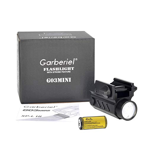 Garberiel G03 LED Handgun Flashlight 320 Lumens 1 Modes Waterproof LED Tactical Gun Flashlight Torch Light for Glock and MIL-STD-1913 Rail