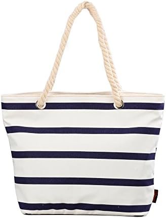 Lt Tribe Beach Bags Canvas Shopping Travel Tote Bags Picnic Bags Handbags for Women Blue and White G00252