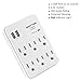 [2 Pack] BESTTEN 6-Outlet Wall Mount Surge Protector, 2.4A Dual USB Charging Ports, 15A/125V/1875W, ETL Listed