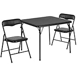 Flash Furniture Kids Black 3 Piece Folding Table and Chair Set
