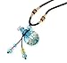 Essential Oil Diffuser Necklace for Aromatherapy, FLYMEI Handmade Glazed Glass Locket Pendant with Origin Cork Cover& Oil Dropper- Fashion Jewelry for Women & Girls(Blue)