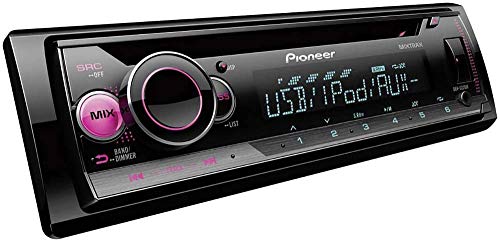 Pioneer DEH-S220UI, 1-DIN RDS-Autoradio mit roter Tastenbeleuchtung, Display weiss, Android-Unterstuetzung, iPhone-Steuerung, 5-Band-Equalizer, CD, MP3, USB, AUX- Eingang, ARC App