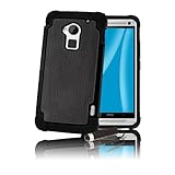 32nd Shock Proof Heavy Duty Dual Defender Case Cover for HTC One Max (T6), Bundle Includes Cover, Film Screen Protector, Microfibre Cleaning Cloth and Touch Screen Stylus Pen - Black