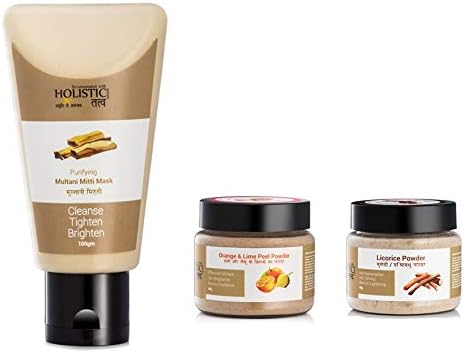 Holistic Tatv Trio Multani Mitti + Licorice + Orange-Lime peel powder for de-tanning & pigmentation removal