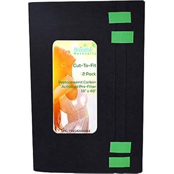 Breathe Naturally Universal 16x48 Cut-to-Fit Activated Carbon Filter (2 Pack) Charcoal Air Filter Sheet for Air Purifiers CP-6005