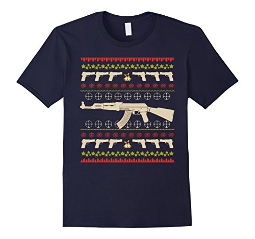 Mens I Want Guns For Christmas Ugly Christmas Sweater T-Shirt XL Navy
