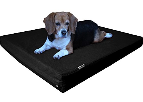 Dogbed4less Large Orthopedic Gel Infused Memory Foam Dog Bed, Waterproof Liner with Durable Canvas Cover, 41X27X4 Inch, Black (Fit 42X28 Crate)