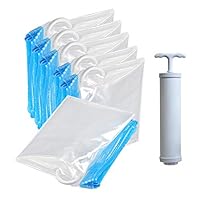 MUKOOL Hanging Vacuum Storage Bags for Clothes,Set of 6 (3 Long 57x27.6 inch, 3 Short 41.3x27.6 inch),saveing Space Bags for Suits, Dress or Jackets, Closet Organizer- Hand Pump Included