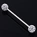 XIUFEN 1pc Stainless Steel Clear Czech Crystal Long Industrial Stud Barbell Ear Ring