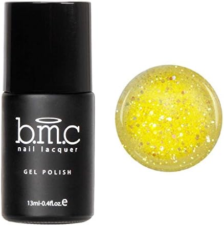 BMC Bright Glittery Sheer Yellow UV/LED Nail Lacquer Gel Polish - Sands of Aruba Collection, Blistering Sun