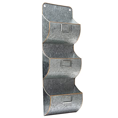 Mind Reader Large File Organizer, 3Tier Farmhouse Hanging Wall Pocket Decorative Mail Sorter