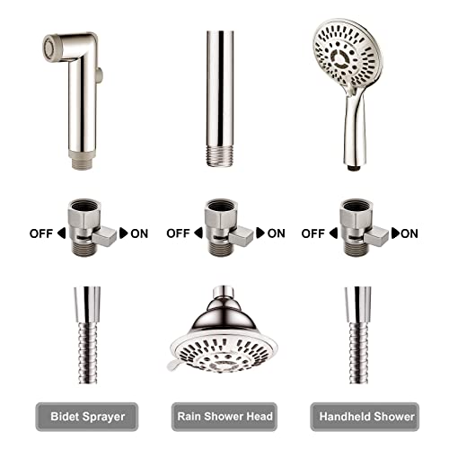 BRIGHT SHOWERS Water Flow Control Valve, Brass Shower Head Shut Off