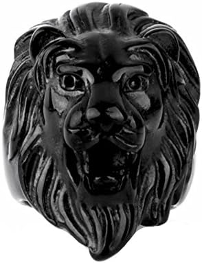 ALBEST Jewelry Men's Titanium Steel Vintage Roaring Lion Head Rings, Biker