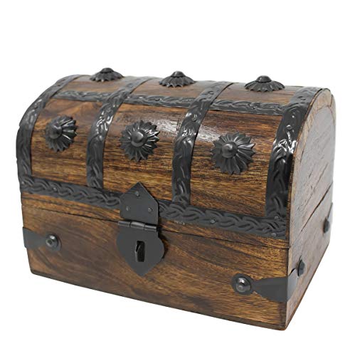 Nautical Cove Treasure Chest Keepsake and Jewelry Box Wood - Toy Treasure Box Medium (6.5x4.5x5)