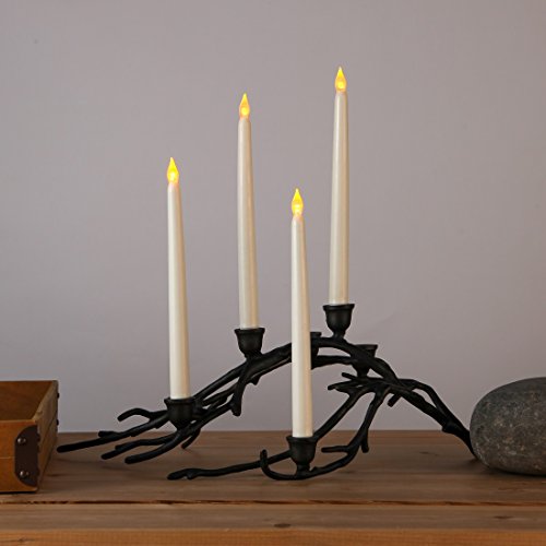 Lily's Home Battery Operated Flameless LED Taper Candles, for Weddings, Candlelight Vigils, Hanukkah Menorahs, or Christmas Wreaths, Standard Size, Ivory (11" Tall, Set of 8)