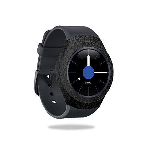 MightySkins Skin Compatible with Samsung Gear S2 Smart Watch Cover wrap Sticker Skins Black Leather