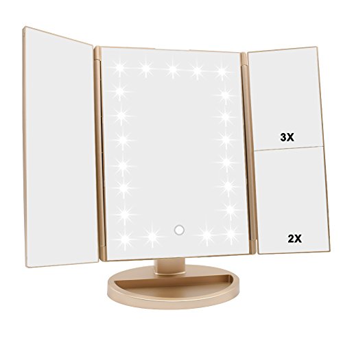 Buy WEILY Trifold Vanity Mirror, 21 LED Lighted Makeup Mirror with 3X