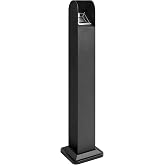 MorningRo Disposal Outdoor Standing Trash Can with Wind Resistant Base | Commercial Receptacles, Black Slim Columnar Metal Can, 43.3 Inch Tall, 29l Removable Inner Bin, for Parks, Hotels, Offices