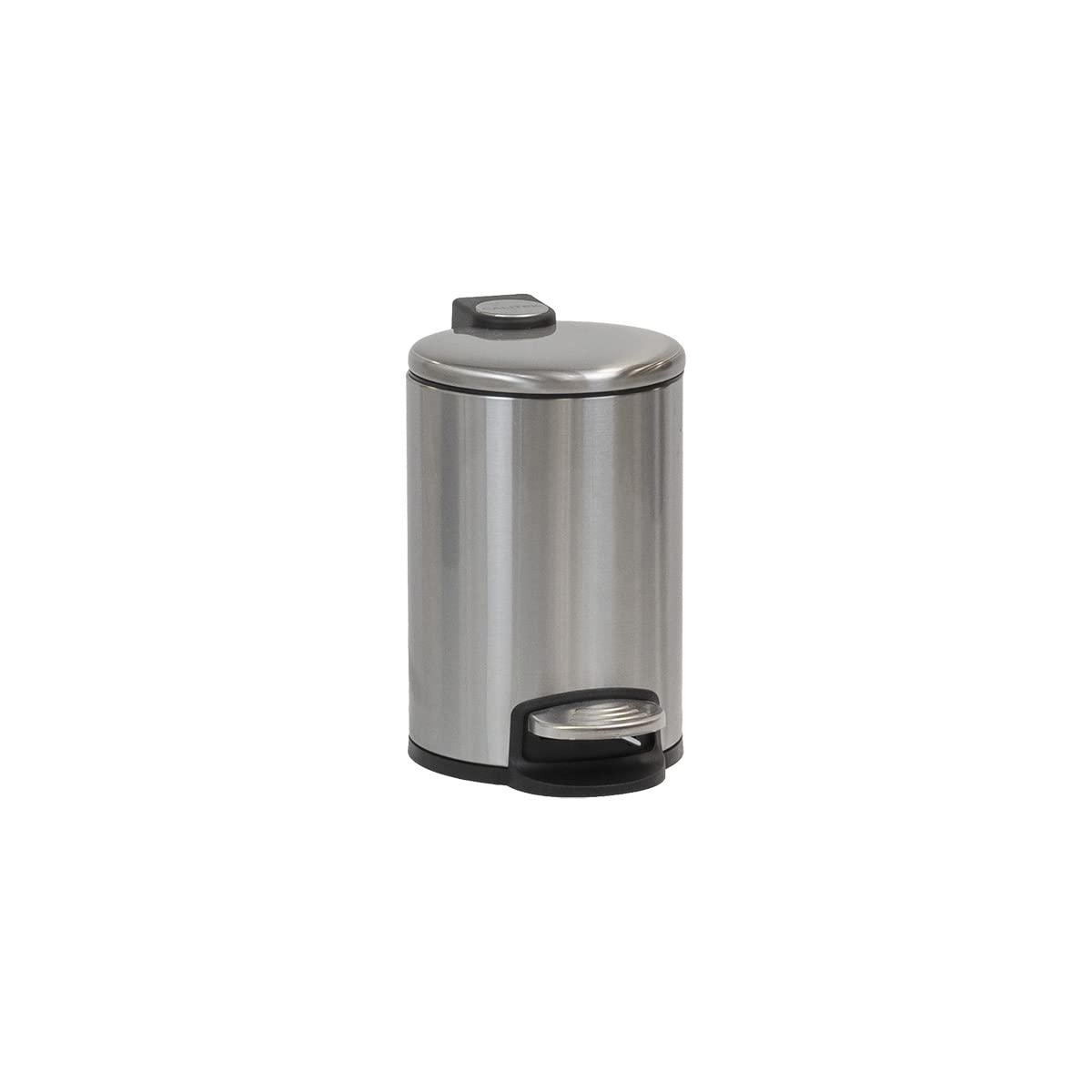 CALITEK 3 Litre Bathroom Pedal Waste Bin Stainless Steel Soft Close Lid Removable Inner Bucket Hands Free Operation (Silver)