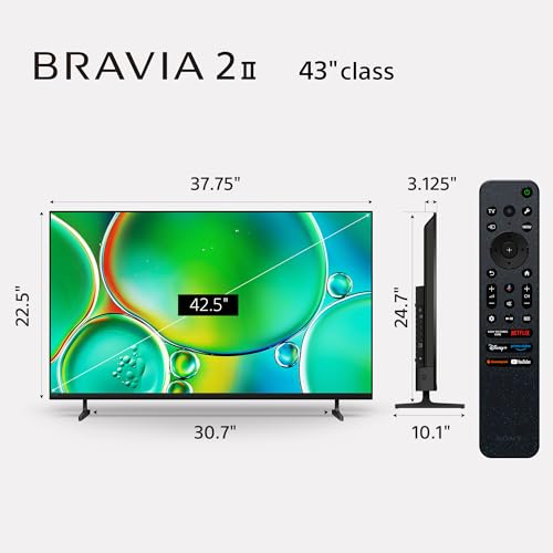 Sony BRAVIA 2 II 43 Inch 4K Ultra HD LED Smart TV with Google TV and Exclusive Features for PlayStation®5 (K-43S20M2), 2025 Model