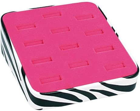 Caddy Bay Collection 2 Zebra Ring Case Jewelry Display Stand Body Jewelry Showcase Display Storage with Ring Foam Holds 12 Rings - 2 pc