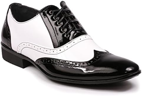 Miko Lotti ML502 Men's Wingtip Lace Up Tuxedo Oxford Dress Shoes (12, Black White)