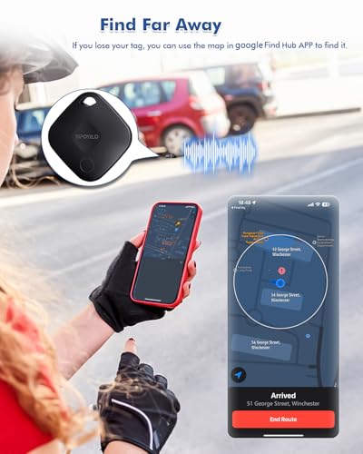 Yipoyilo Air Tracker Tag Work with Google Find Hub for Android only, not for IOS IPhone, Item Tracker Bluetooth Tracker with Privacy Protection for Key Bag, Suitcase and More 4 Pack Black