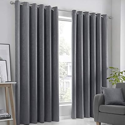 - Strata - Par de Cortinas con Ojales - 117 cm de Ancho x 137 cm de Largo, Antracita