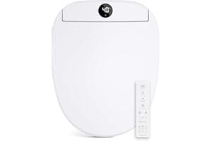 Aquonderful Bidet Toilet Seat, Smart Unlimited Warm Water, Electronic Heated Toilet Seat with Remote Control, Turbo Wash, Dryer, Rear and Front Wash, Slow Closes, Night Light, White, 225D (Round)