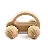 Montessori Nursing Wooden Teether Car Wooden Rattles Baby Fun and Interesting Toys beech wood