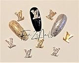 Luxury 4Pcs 3D Nail Art Alloy Jewelry Rhinestone Charm Lv Studs GG Logo Nails Stickers Decal DIY! (2Pcs Gold - 2Pcs Silver)