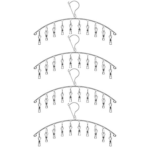 Toplife Clothes Hanger with 10 Clips,Stainless Steel, Windproof, for Drying Socks, Bras,Underwears,Baby Clothes,Hats,Scarfs,Towels,Pants,and Gloves,Set of 4 - Thumbnail 5