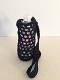 Crochet water bottle carrier, crochet bottle holder in black