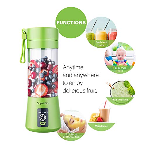 Supkitdin Portable Blender, Personal Mixer Fruit Rechargeable with USB, Mini Blender for