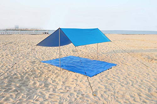 HYPER VENTURE Beach Ground Sheet and UV-Proof Tarp for Camping Hiking Picnic Rain Sun Shelter(102L x 76W x 59H inch, Blue) - Thumbnail 3