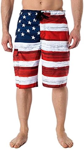 Pervobs Men Shorts, Summer Men Comfy American Flag Print Loose Elastic Waist Inspired Board Shorts Pants Trousers