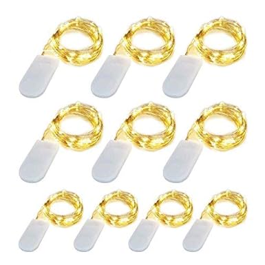 SiFar 10 Stück 2M 20 LEDs Mini Kupferlampe Warmweiß Mit Batteriebetriebene LED Lichterketten, FlaschenLicht Lichterketten für