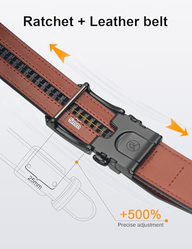 JUKMO 1.5" (38mm) Leather Ratchet Belt for Men in Gift Box photo 11