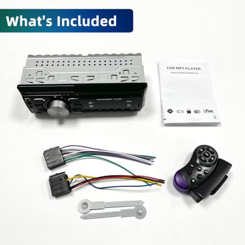 Car Radio Bluetooth 1 DIN – Car Radio with Remote Control/FM Radio/USB | Supports Hands-Free Calls/AUX-in/EQ/ Type-C Charging - 12V Car Stereo